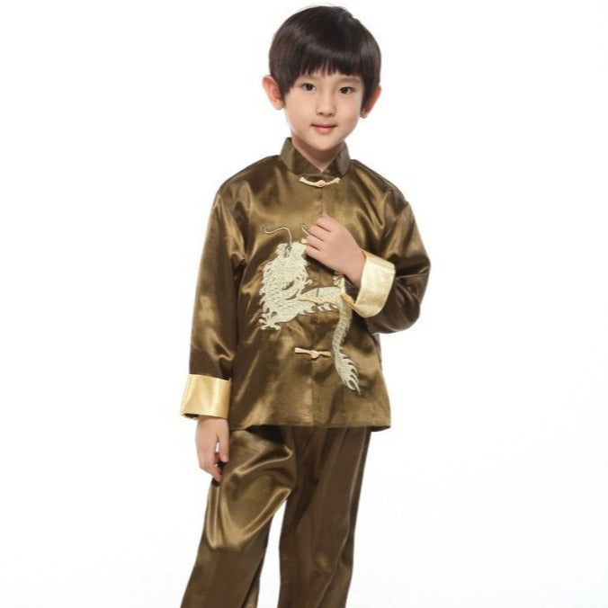 Dragon Embroidery Chinese Style Kid's Kung Fu Suit