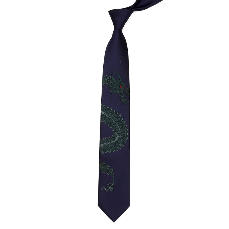 Dragon Embroidery Oriental Style Gentleman Necktie