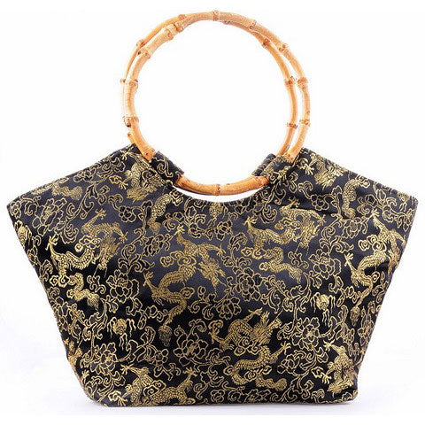 Dragons Pattern Brocade Tote Bag