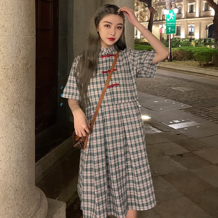 Empire Waist Plus Size Lolita Style Plaid Dress