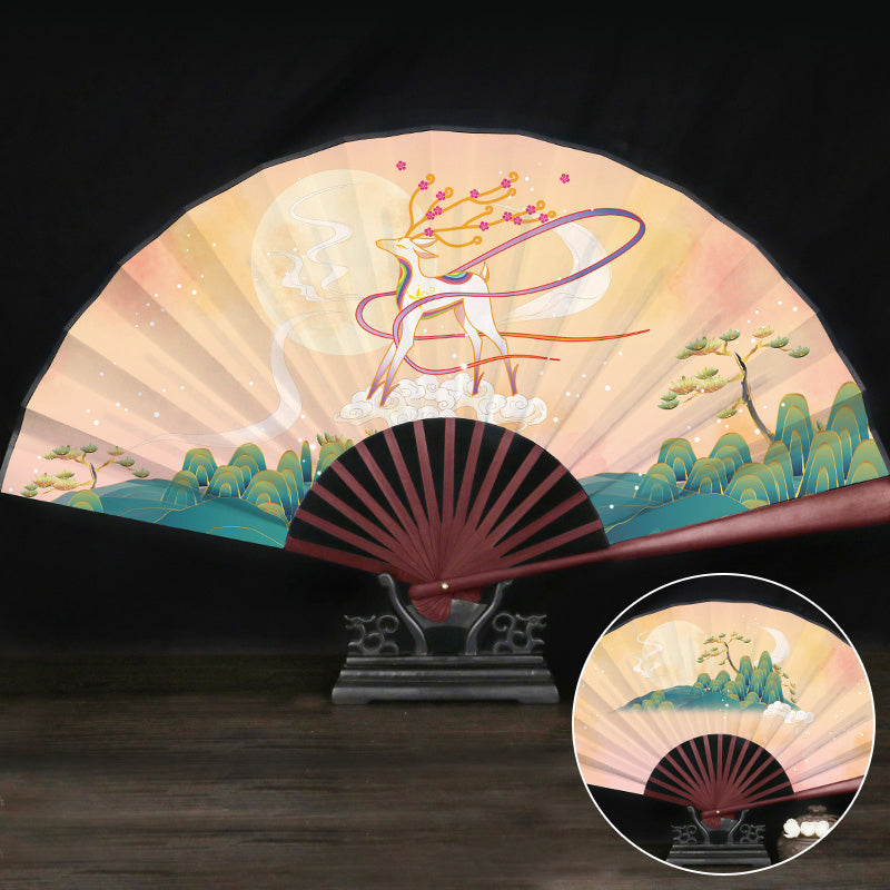 Fairy Deer Painting Handmade Traditional Chinese Folidng Fan Decorative Fan