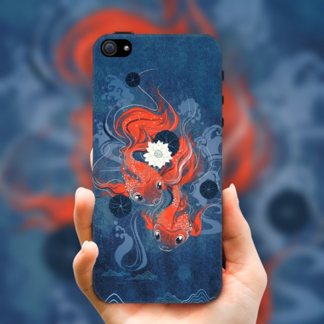 Fancy Carp Pattern Oriental Mobile Phone Case Compatible All iPhone Series