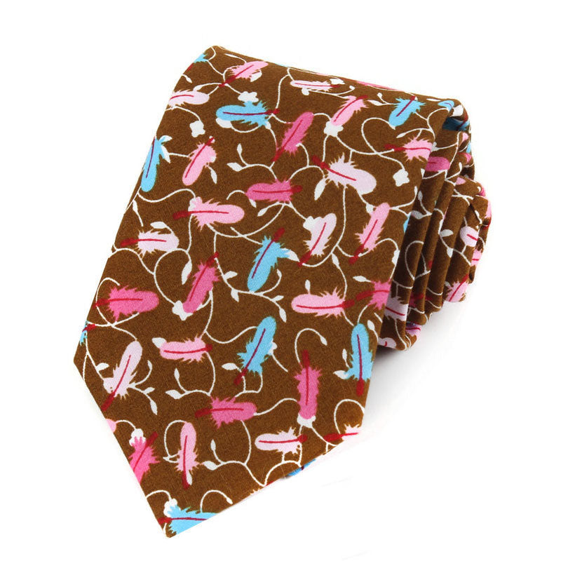 Feather Pattern Cotton Oriental Style Gentleman Necktie