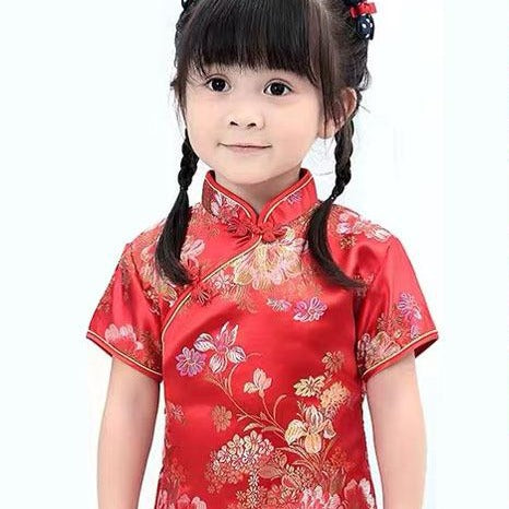 Floral Brocade Kid's Cheongsam Qipao Dress