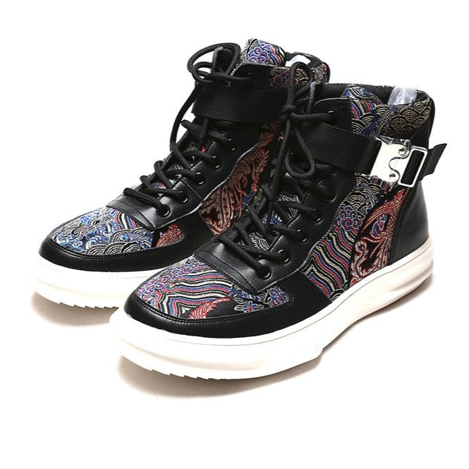 Floral Brocade & Leather Sports Shoes Chinese Style Sneakers