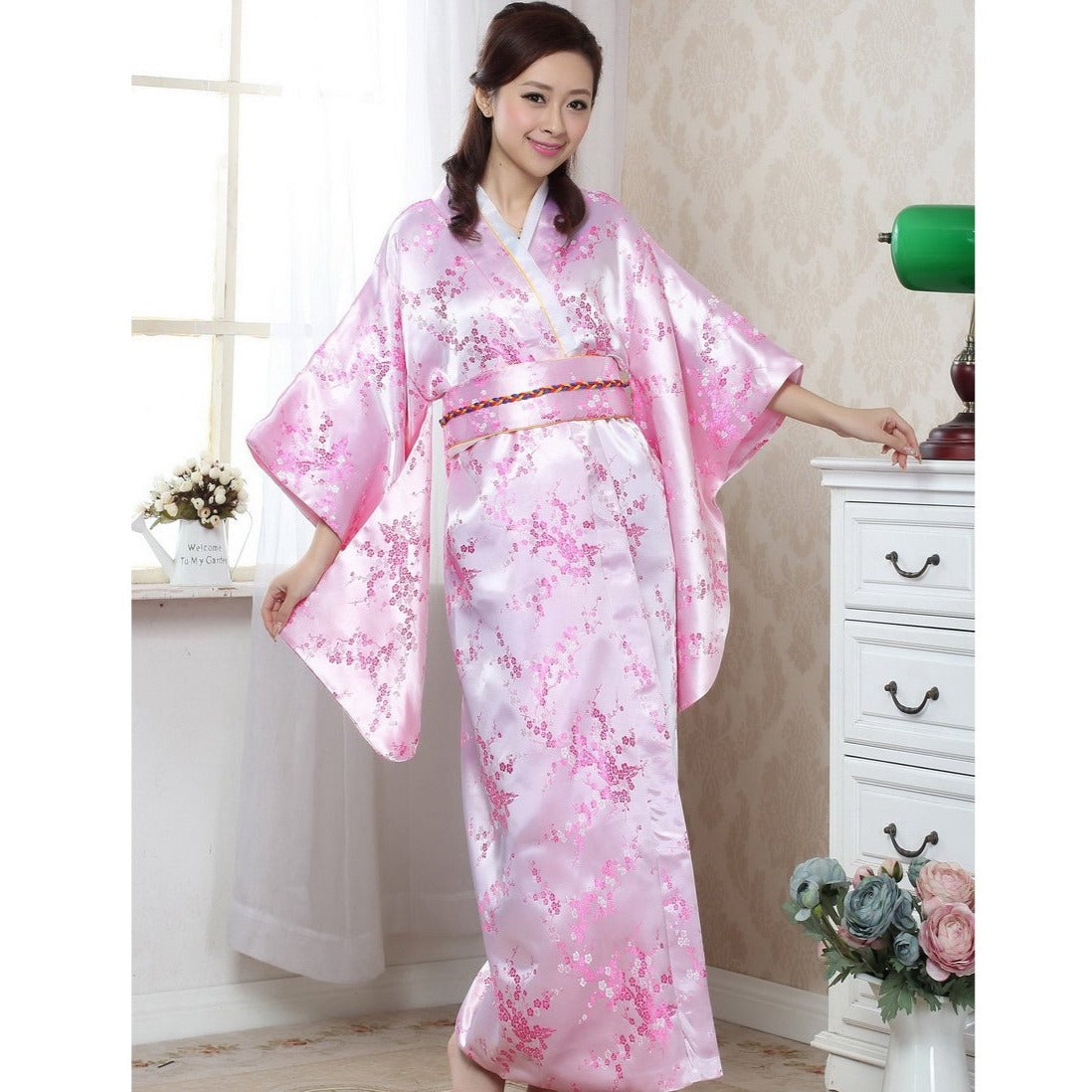 Floral Brocade Women's Traditional Japanese Kimono