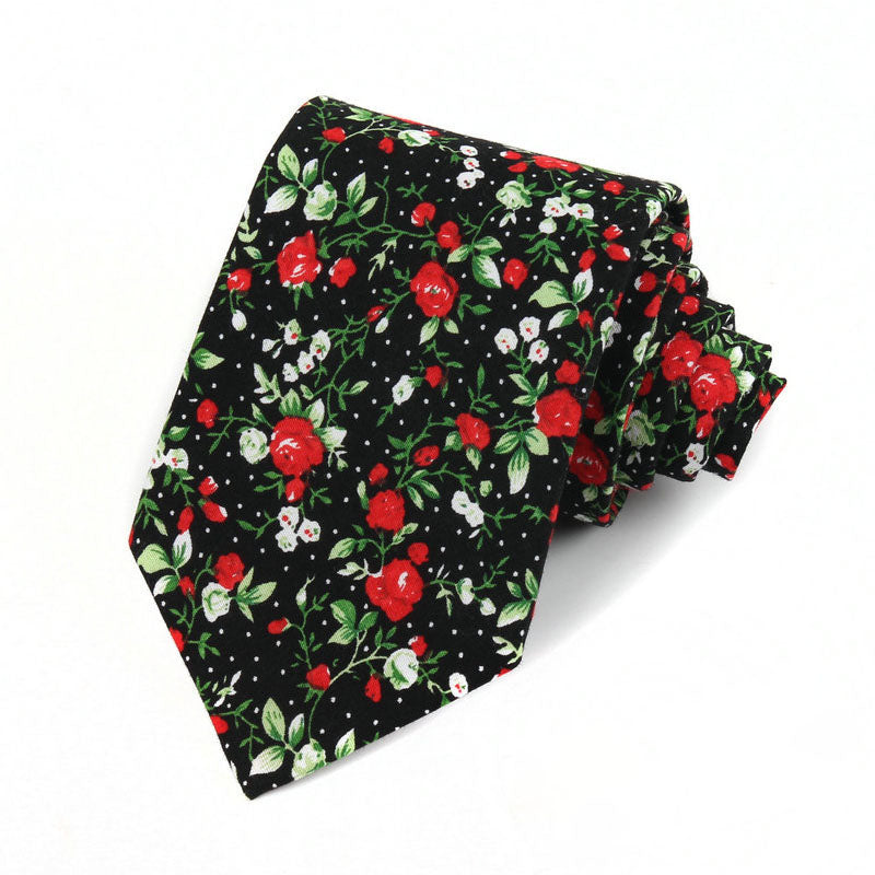 Floral Cotton Oriental Style Gentleman Necktie