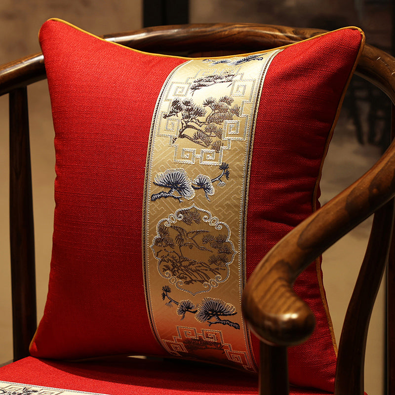 Floral Embroidery Brocade Traditional Chinese Cushion Covers