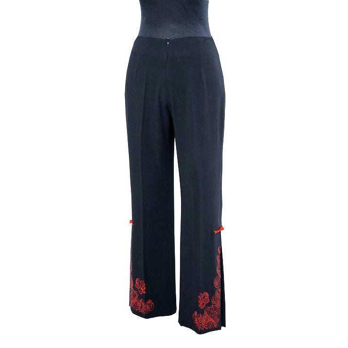 Floral Embroidery Chinese Style Women's Trousers