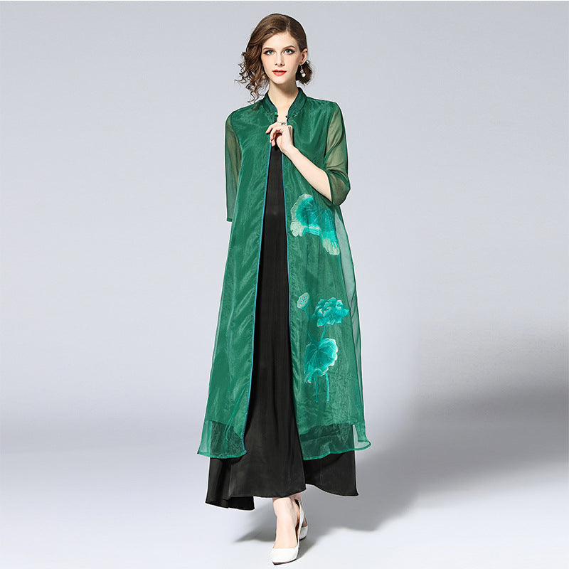 Floral Embroidery Organza Chinese Han Costume Women's Wind Coat