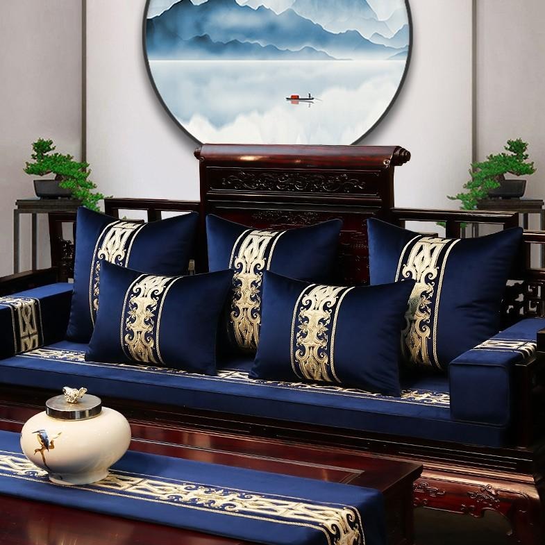 Floral Embroidery Velvet Traditional Chinese Cushion Covers