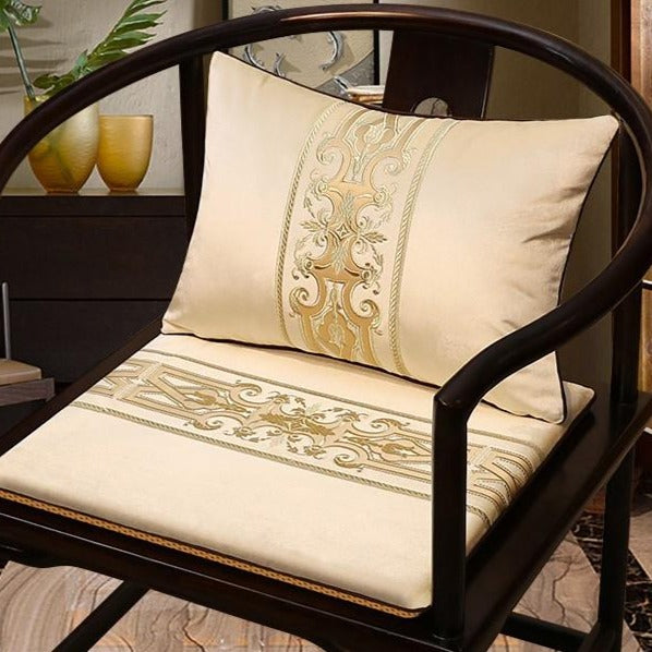 Floral Embroidery Velvet Traditional Chinese Seat Cushion