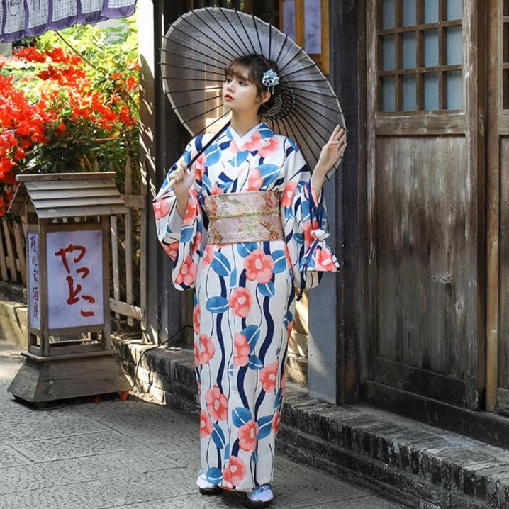 Floral Pattern Girl's Formal Wear Japanese Kimono