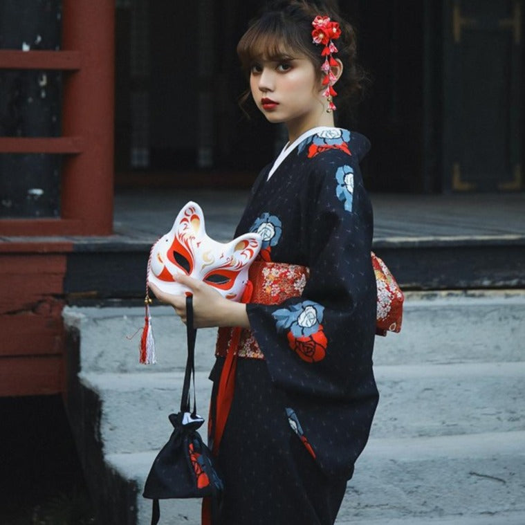 Floral Pattern Girl's Formal Wear Japanese Kimono