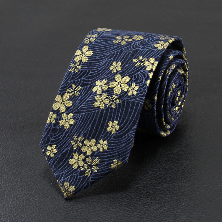 Floral Signature Cotton Oriental Style Gentleman Necktie