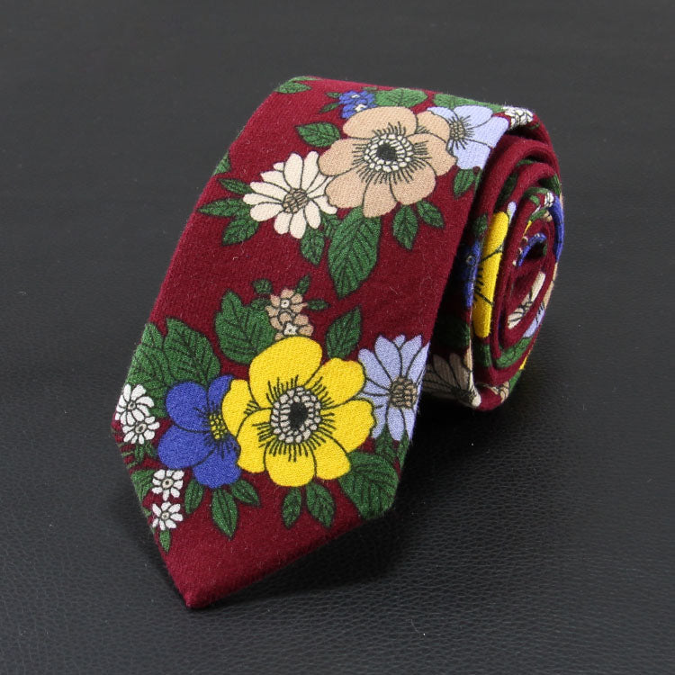 Floral Signature Cotton Oriental Style Gentleman Necktie