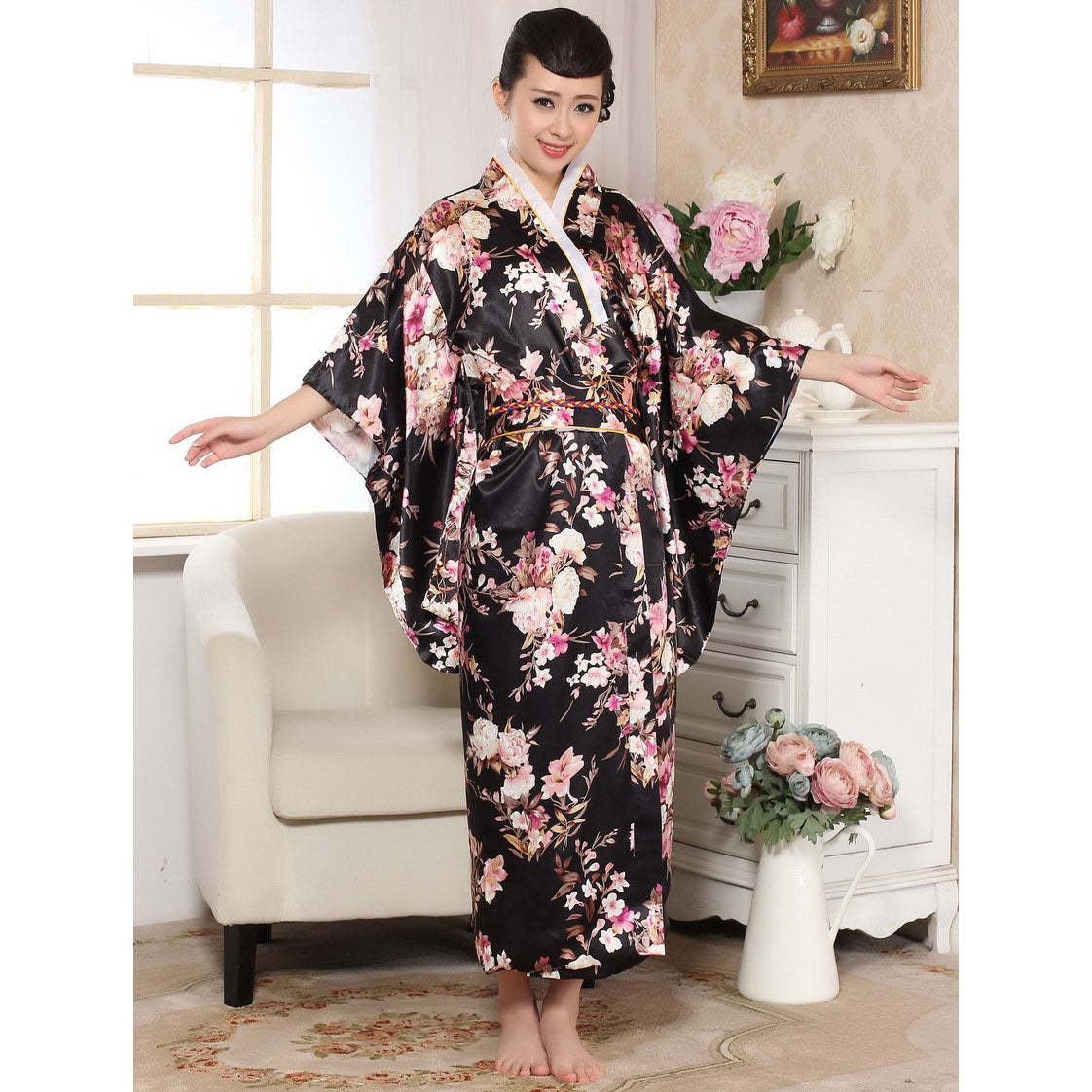 Floral Women's Traditional Japanese Kimono