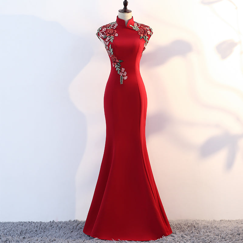 Full Length Cheongsam Top Mermaid Prom Dress Evening Gown