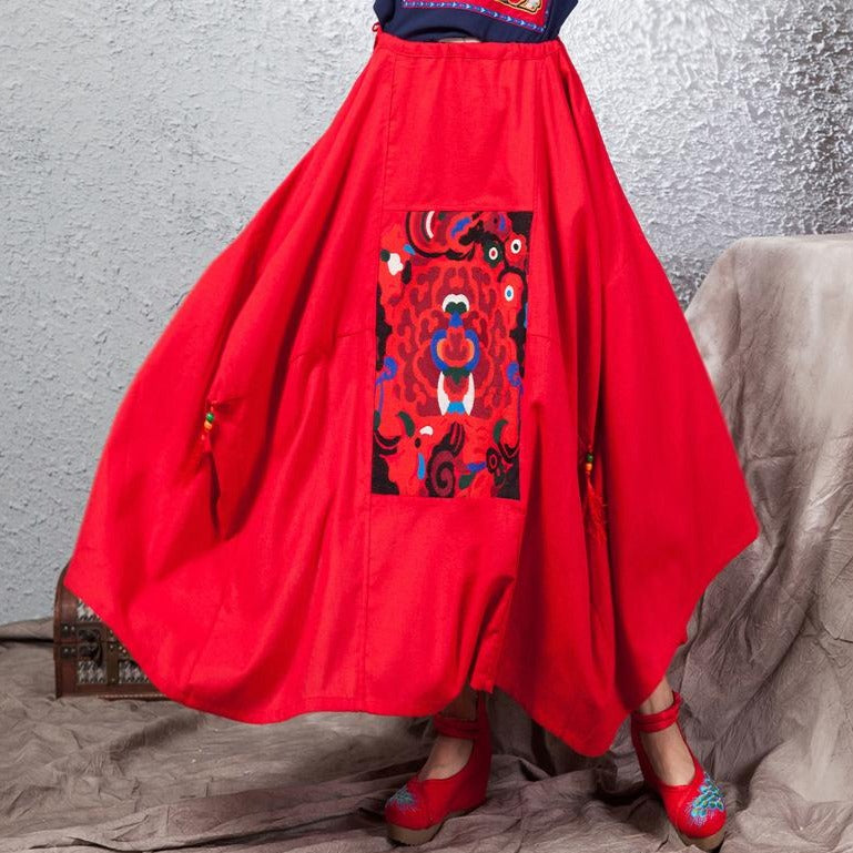 Full Length Traditional Chinese Style Auspicious Embroidery Expansion Skirt