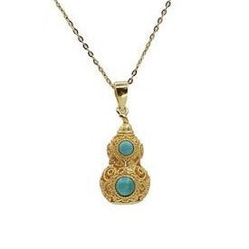 Gourd Shape Turquoise Pendant Gilding Necklace