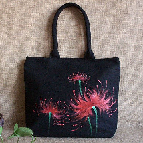 Hand Drawing Equinox Flower Chinese Style Canvas Shoulder Bag