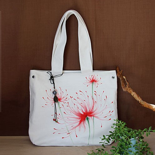 Hand Drawing Equinox Flower Chinese Style Canvas Shoulder Bag