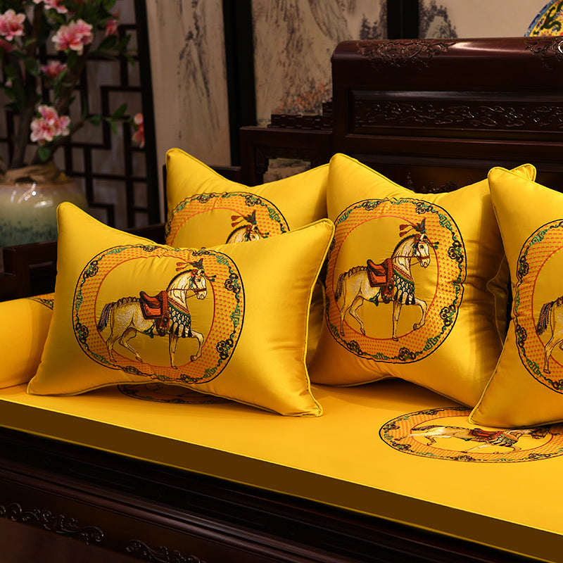 Horse Embroidery Brocade Traditional Chinese Cushion Covers