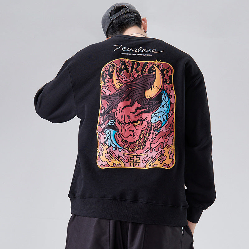 Japanese Legendary Creatures Print Unisex Oriental Hoodie Cotton Sweatshirt