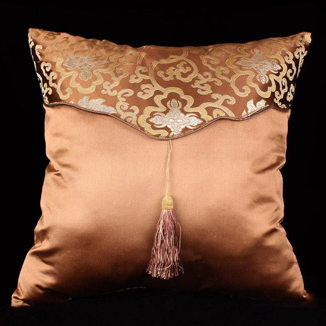 Pair of Brocade Chinese Cushion Covers with Tassel