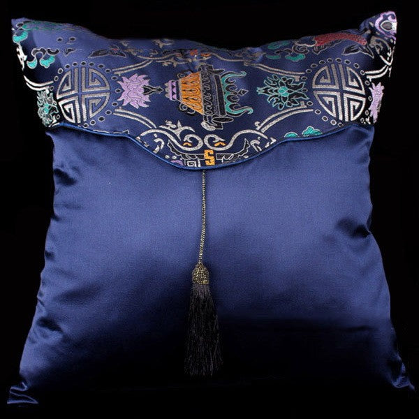 Pair of Brocade Chinese Cushion Covers with Tassel