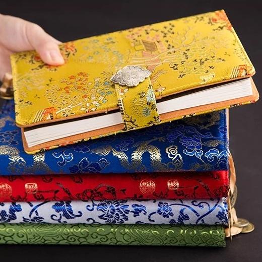 Qinhuai River Pattern Brocade Cover Retro Chinoiserie Notebook